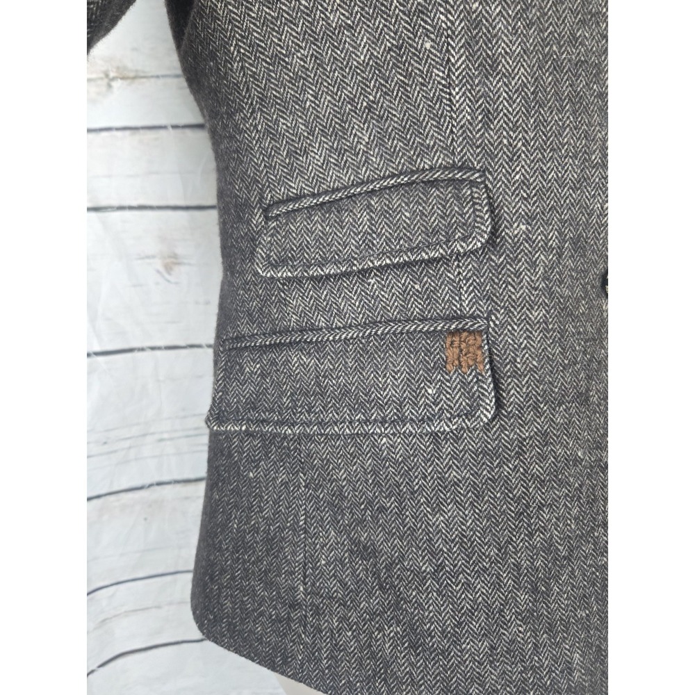 Banana Republic Safari & Travel Co Tweed Blazer 4 Herringbone Elbow Patch Wool - Picture 3 of 10